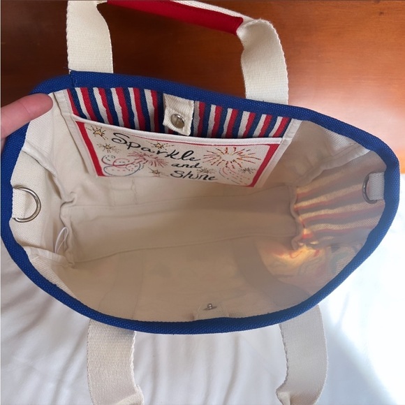 NWT BRIGHTON Red White And You Mini Canvas Tote / Crossbody Bag - Picture 12 of 16